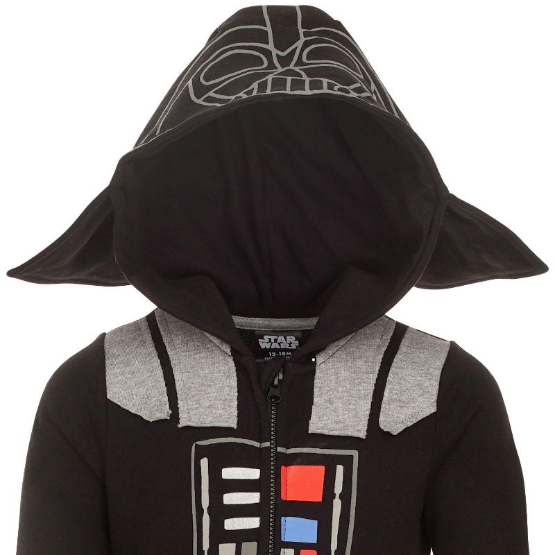 Star Wars Darth Vader Baby Fleece Zip Up Cosplay Costume Coverall Newborn to Infant , 3 of 8