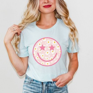 Simply Sage Market Women's Floral Smiley Face Long Sleeve Graphic Tee - 1 of 4