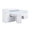 Modern Marble Grain Texture MDF Round Coffee Table With Glass Side Table,Nesting Coffee Table Set Of 2,Cozy Minimalist Coffee Table Design-Cuddlewood - 4 of 4