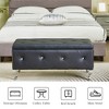 GDFStudio York Upholstered Faux Leather Storage 38" Ottoman with Crystal Button - 2 of 4