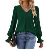 Clearlove Womens 2025 Business Casual Blouses Dressy Long Sleeve V Neck Tops Office Chiffon Shirt - 2 of 4
