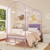 Canopy Bed Frame, Metal Kids Platform with Upholstered Headboard, Strong Slats, Noise Free, Easy Assembly - 2 of 4