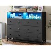 6 Drawers Wide Dresser with Charging Station Wooden Storage Chest of Drawers Modern Dresser TV Stand with Led Lights - 4 of 4