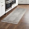 8' Gray and Ivory Oriental Power Loom Worn Faded Runner Rug - 2 of 4