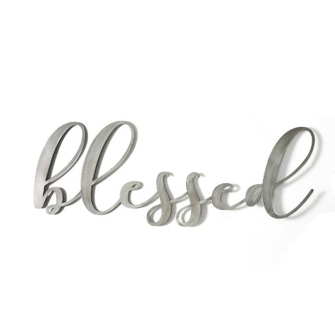 Metal Wall Hanging Blessed Metal Wall Decor Farmhouse Decor Steel Word Sign