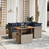 vidaXL 5 Piece Patio Sofa Set with Cushions - Gray Poly Rattan without storage - 2 of 4