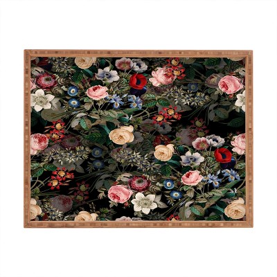 Burcu Korkmazyurek Dark Garden Rectangular Tray - Deny Designs