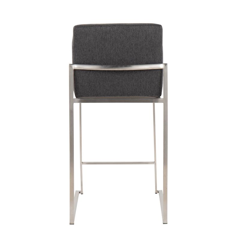 Set of 2 FujiHB Polyester/Steel Counter Height Barstools Charcoal - LumiSource, 6 of 10