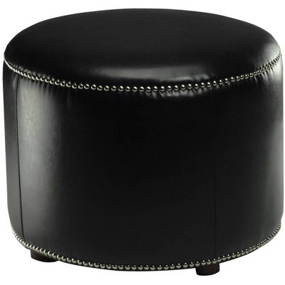 black leather ottoman target