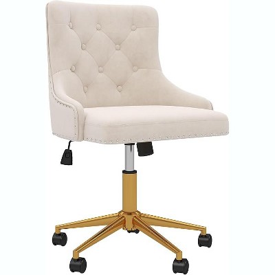 Velvet Desk Chairs, Upholstered Swivel Comfy Makeup Vanity Chair with Tufted Back