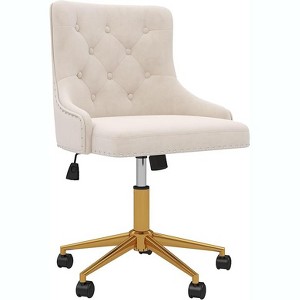 Velvet Desk Chairs, Upholstered Swivel Comfy Makeup Vanity Chair with Tufted Back - 1 of 1
