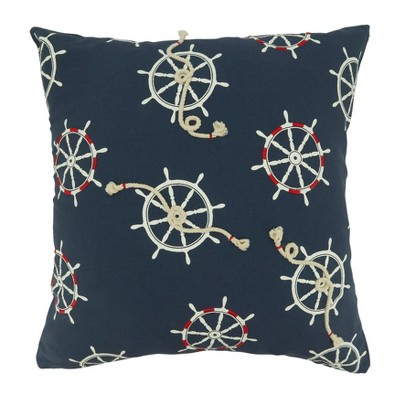 Saro Lifestyle Poly-Filled Throw Pillow With Helm & Rope Appliqué Design