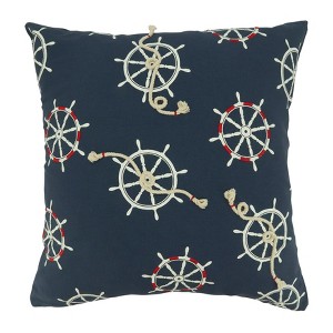 Saro Lifestyle Down-Filled Throw Pillow With Helm & Rope Appliqué Design - 1 of 3