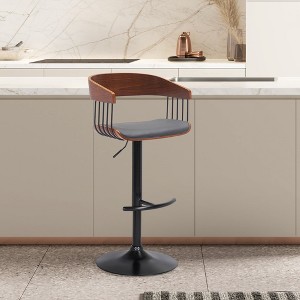 Armen Living Larisa Upholstered Adjustable Barstool Gray and Walnut - 1 of 4