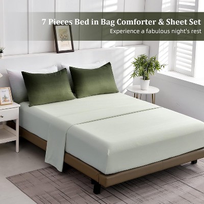 Der Rose BALHAM TRADE-7 Pieces King Comforter Set All Season Lightweight Gradient Dark Green Down Bedding Blue-Queen 90"x90" — фото 5