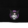 Kuromi Purple Circle Black Cuffed Embroidered Logo knitted Beanie - 2 of 3
