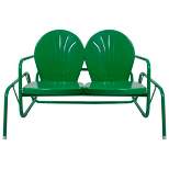 Northlight 2-Person Outdoor Retro Tulip Metal Patio Double Glider Chair, Green