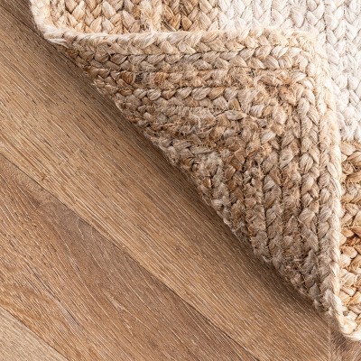 Eleonora White and Beige Braided Jute Square Rug