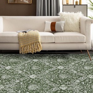 Acekool 5x7 Washable Rug – Vintage-Inspired Non-Slip Carpet, Ultra-Thin Floor Mat for Living Room & Bedroom, - 1 of 4