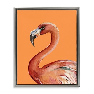 Stupell Industries Tropical Flamingo Bird Portrait Watercolor Detail Floating Frame Canvas Art - 1 of 4