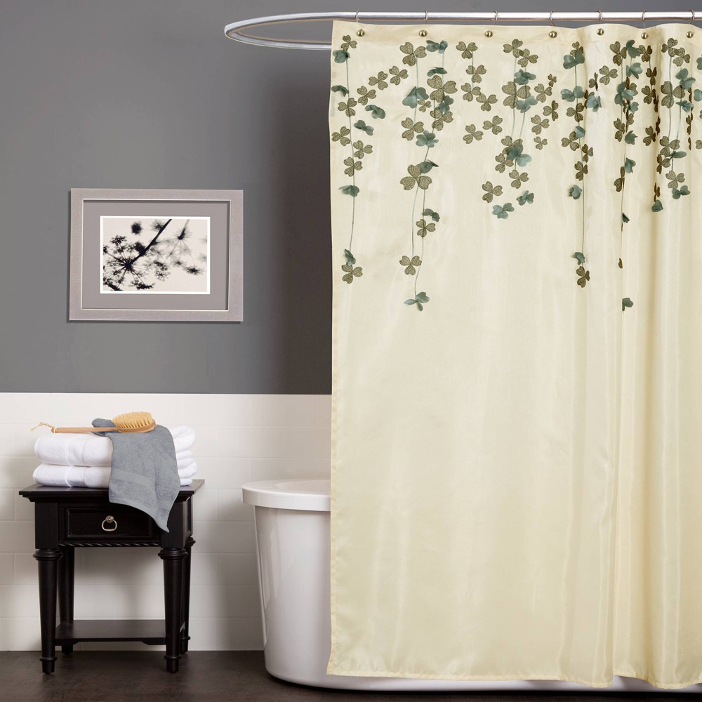 Photos - Shower Curtain Flower Drops  Ivory - Lush Décor