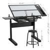 Runesay Adjustable Black Drafting Table Drawing Desk with 2 Metal Drawers and Stool - 2 of 4