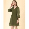 Allegra K Women's Swiss Dots Elastic Waist 3/4 Sleeve A-line Solid Flowy Chiffon Dress - 4 of 4