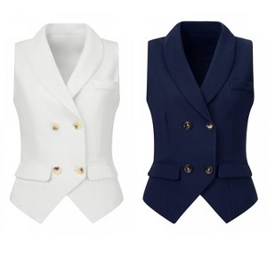INSPIRE CHIC Women's Lapel Collar Dressy Versatile Racerback Waistcoat Suit Vest 2 Packs - 1 of 4