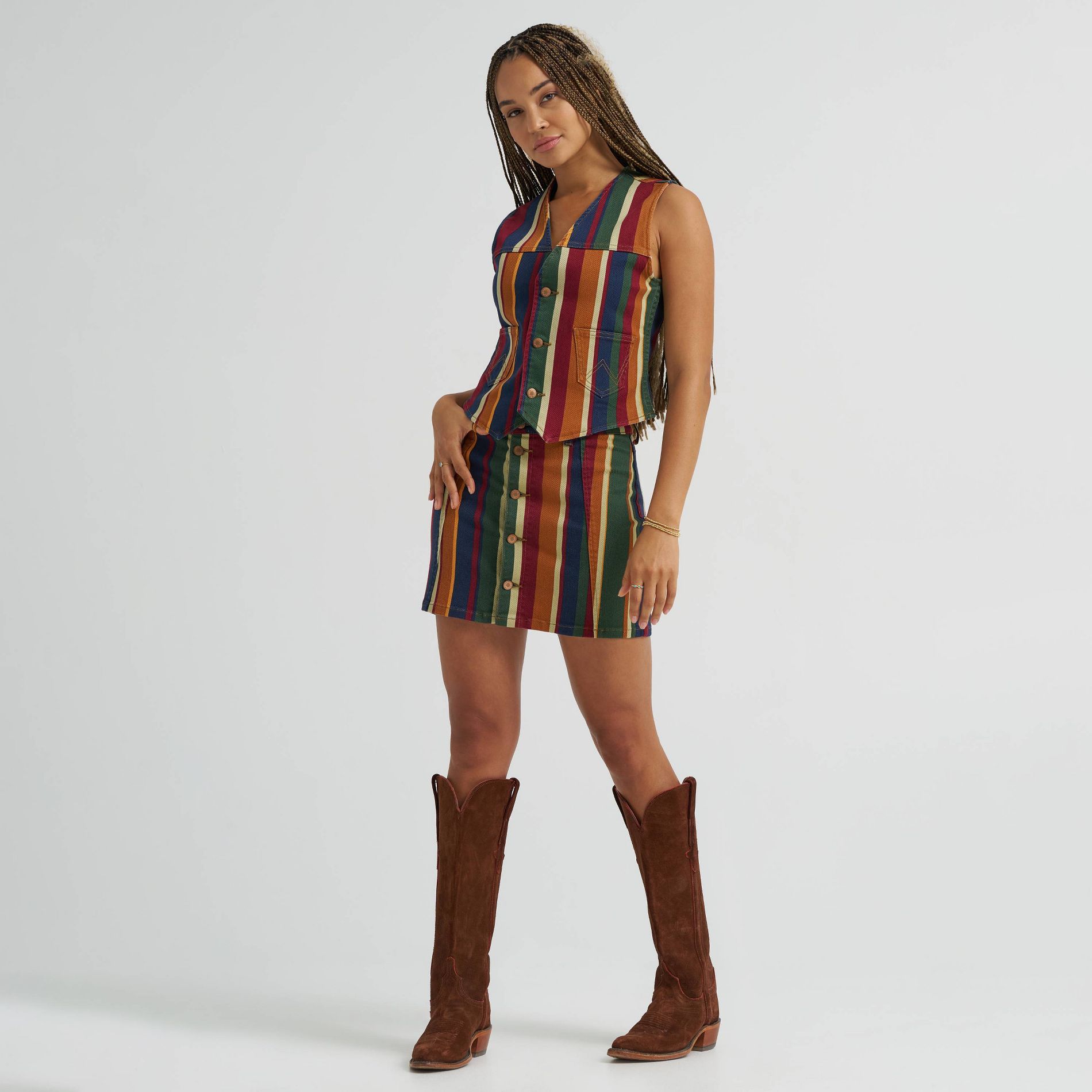 Wrangler Women's Button-Down Striped Mini Skirt - Multi