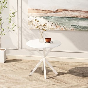 Fontoi Dining Tables, Round Dining Table with Metal Crossed Legs, Occasional Table with 2 Piece Detachable Top for Kitchen, White, 31.5"*29.53"*31.5" - 1 of 4