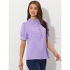 Allegra K Women's Work Office Half Placket Ruffled Puff Sleeve Blouse - 2 of 4