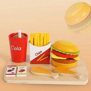 Freniland - Wooden Fast Food Play Set for Toddlers- Burger, Fries, Cola, Chicken and Tray,Pretend Food Toy for Ages 18 Months+ - 1 of 4