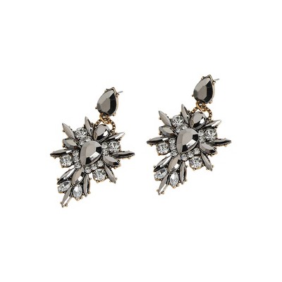 SOHI Women's Chrome Silver  Crystal Drop Earrings