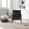 VYNXARIA Modern Accent Chair, Solid Wood Padding Lounge Armchairs With One pillow for Living Room, Bedroom, Guest Room,Black PU - 2 of 4