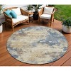 Gold And Beige Abstract Washable Indoor Outdoor Area Rug - 2 of 4