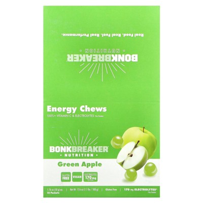 Bonk Breaker Energy Chews, Green Apples, 10 Packets, 1.76 oz (50 g) Each