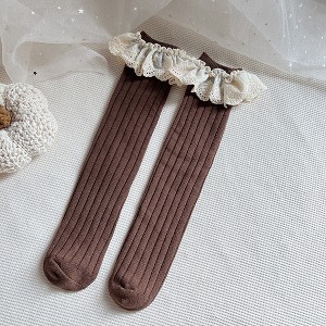 MyKids-USA Baby Kids Girls Lace Trim Patchwork Design Breathable Stocking Socks - 1 of 2