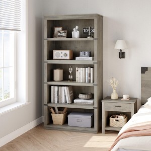 5 Tier Book Shelf Farmhouse Bookcase Open Storage Shelves 31.4" x 12.7" x 67.4" Book Case - 1 of 4