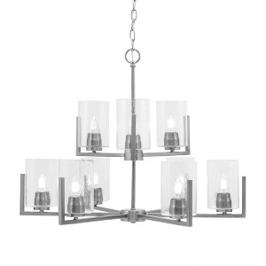Toltec Lighting Atlas 9 - Light Chandelier in  Graphite with 4" Clear Bubble Shade - 1 of 1