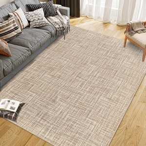 Modern Solid Washable Rugs, Non-Slip Stain-Resistant Non Shedding, Indoor/Outdoor Mat Runners Carpet - 1 of 4