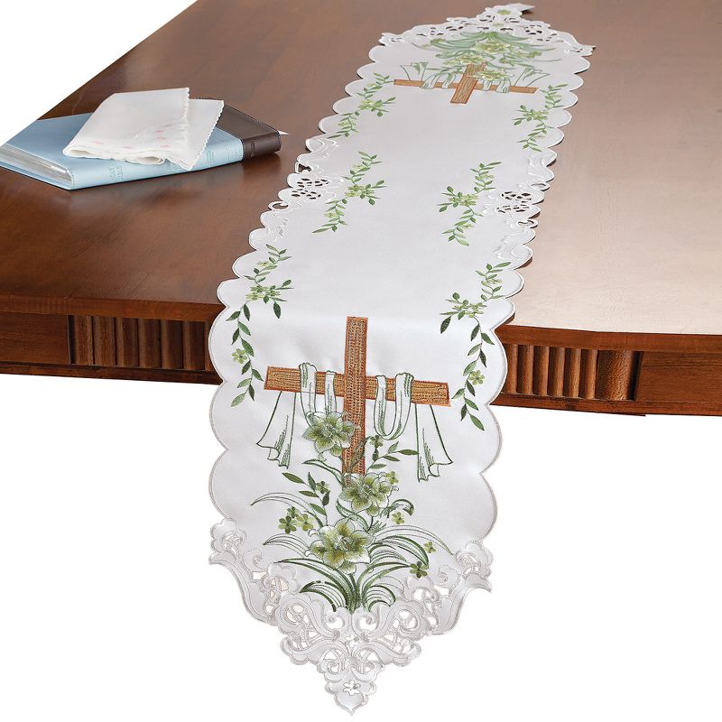 Collections Etc Embroidered Lily and Cross Easter Table Linens, 1 of 3