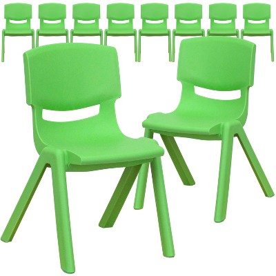 Flash Furniture 4 Pack Green Plastic Stackable School Chair with 13.25'' Seat Height 