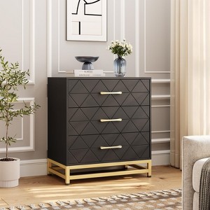 Jojoka 3 Drawer Dresser for Bedroom and Closet, Slim Tall Dresser with Soft-Close Glides, Anti-Tip Kit, 28.7" Tall Storage Organizer Space Saver - 1 of 4