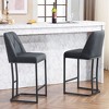Sapphtopaz Modern Bar Stools Set of 2, Upholstered Dining Chairs with Button-Tufted Backrest, Metal Counter Barstools for Kitchen, Living Room - 3 of 4