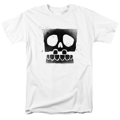 Spongebob Squarepants Spongebob Skull Spray Adult T-Shirt White Large