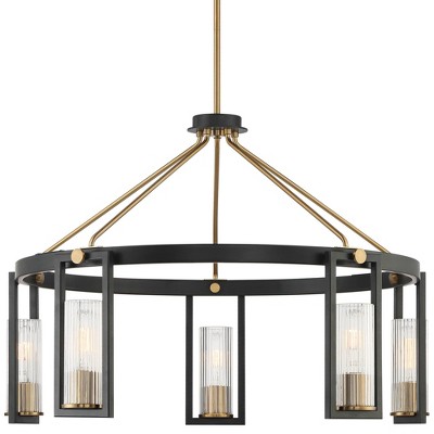 Stiffel Ramos 29 1/2"W Matte Black and Warm Gold Ring Chandelier