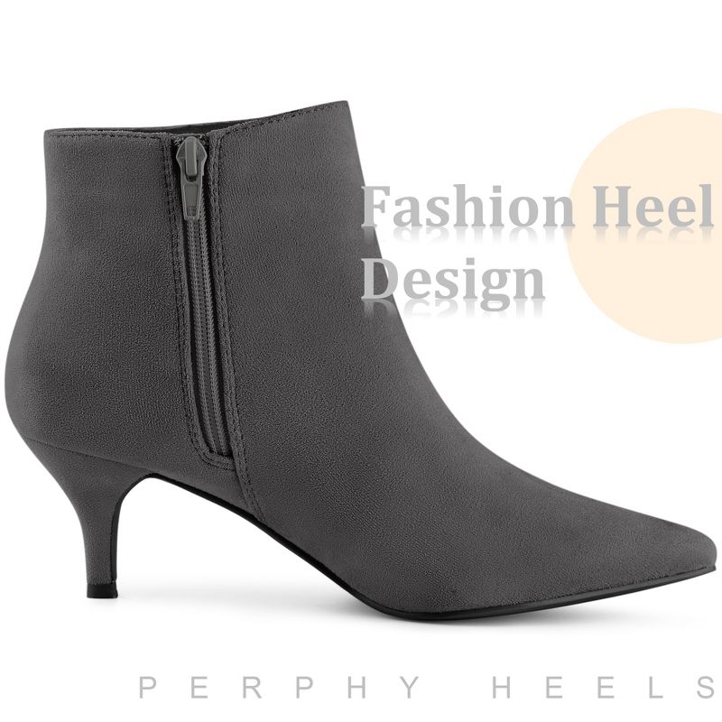 Perphy Women's Elegant Pointed Toe Side Zip Stiletto Heels Ankle Booties, 5 of 6