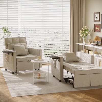 3-in-1 Sofa Bed with Wing Table, USB Ports, and Adjustable Backrest