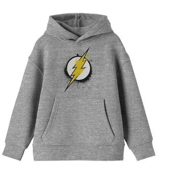 Flash Grunge Logo Youth Boy's Athletic Gray Hoodie