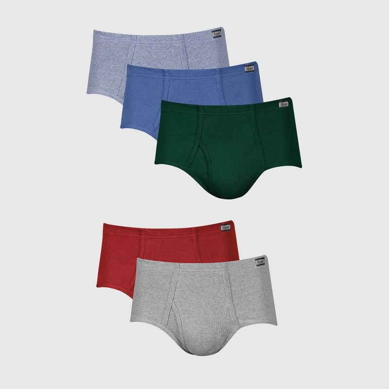 Hanes Men&#39;s Comfort Soft Waistband Mid-Rise Briefs 5pk - Blue/Green/Gray XXL, 1 of 3